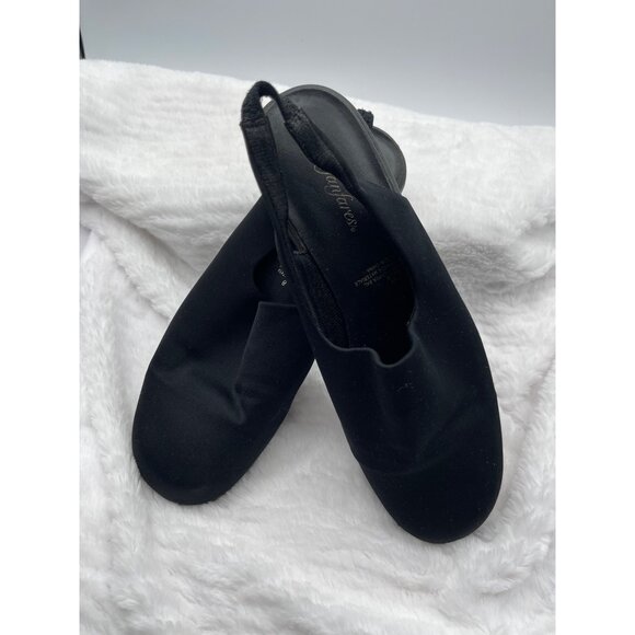 Vintage Fanfares Black SquareToe Slingback Pumps Size 8 - Picture 8 of 10